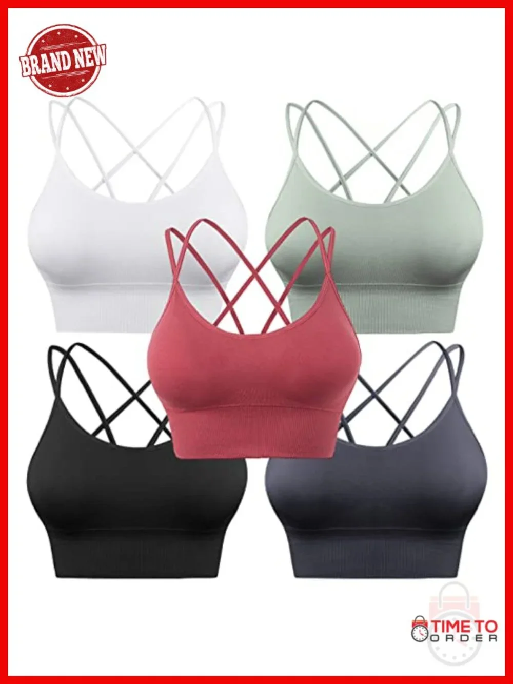 Strappy Sports Bra Crisscross Back Yoga Running Workout Padded